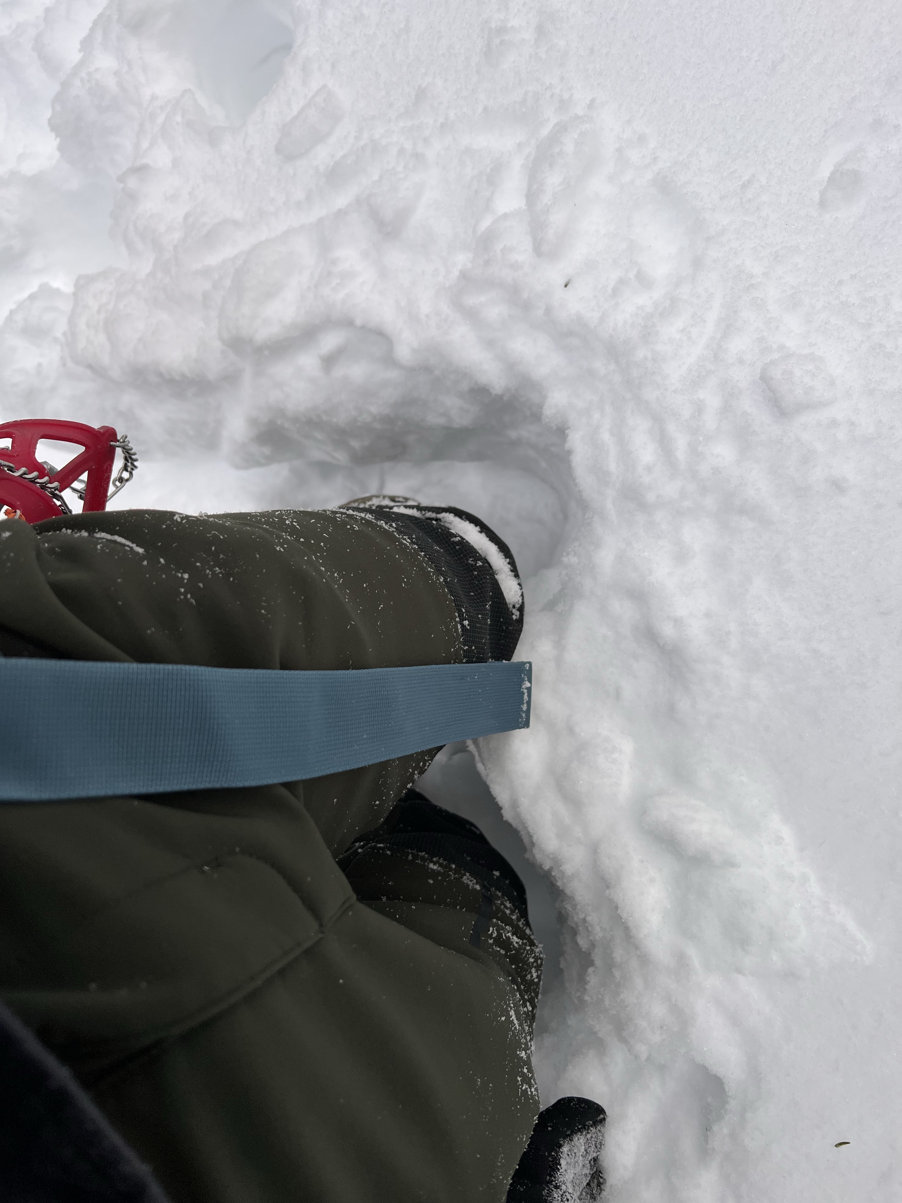 snow over my knees on the trail